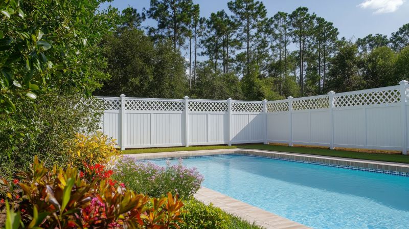 Removable Fence with Pool in Background